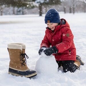 Sorel Faux Fur Removeable Liners Brown Black Insulated Winter Snow Boots Size 4